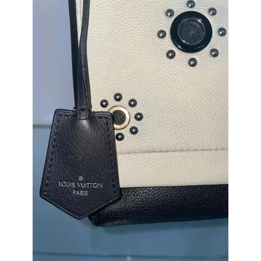 Louis Vuitton Cream, Black Calfskin Mechanical Flowers Lockme Handbag - Picture 9 of 10